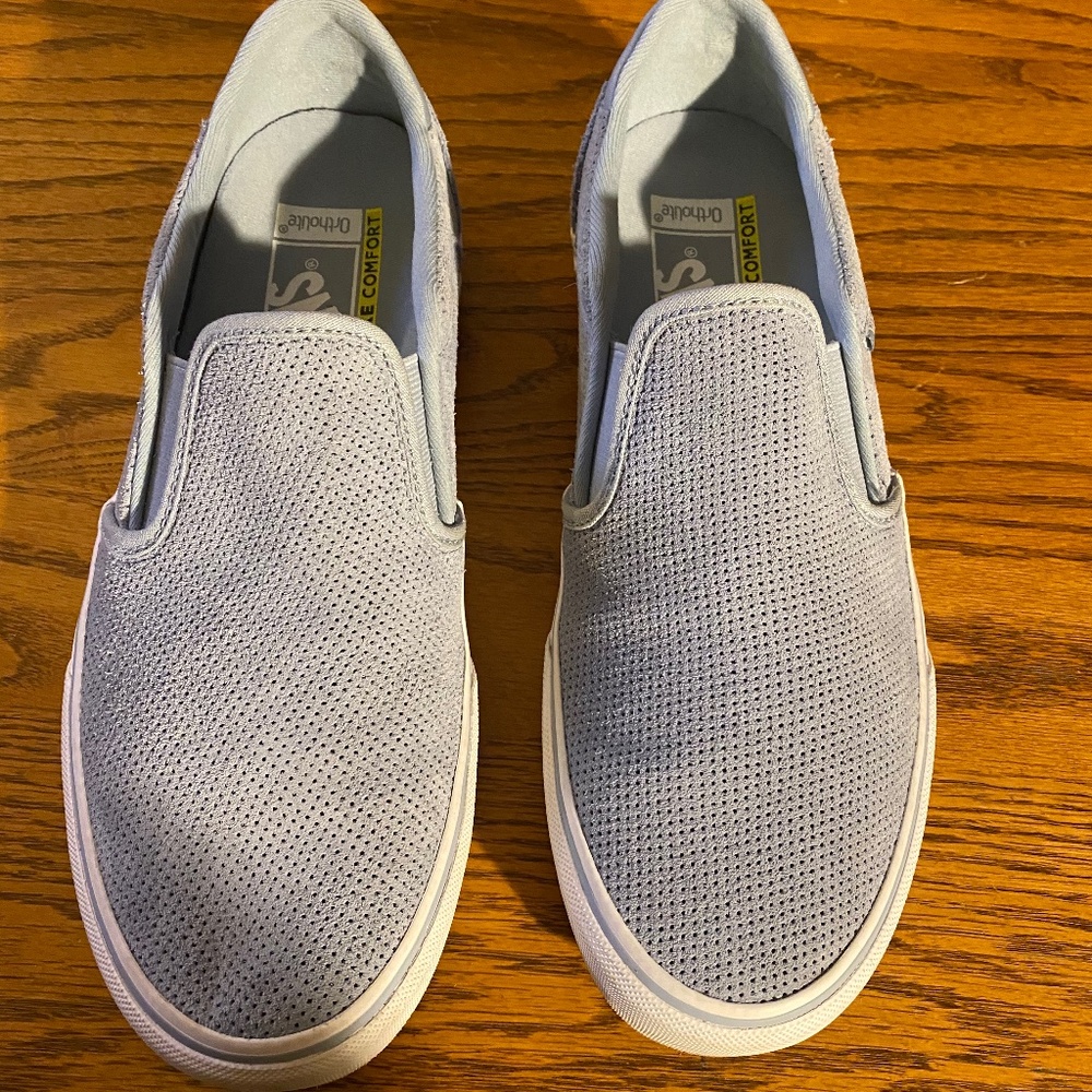 VANS “off the wall” light blue slip-on shoes